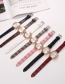 Fashion Pink Fake Double Eye Strip D-scale Quartz Womens Leather Watch