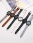 Fashion Khaki Leather Strap Contrast Color Quartz Ladies Watch