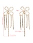 Fashion Golden Alloy Tassel Earrings With Rhinestones And Flowers