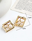 Fashion Gold Color Alloy Square Round Buckle Earrings