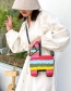Fashion Color Contrast Rainbow Stitching Pu Pony Crossbody Shoulder Bag
