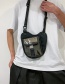 Fashion Black Large Buckle Stitching Contrast Color Geometric Shoulder Messenger Bag
