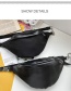 Fashion Black Pu Leather Nylon Chain Crossbody Chest Bag