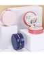 Fashion Dark Blue Round Portable Pu Leather Zipper Earrings Necklace Ring Storage Box