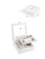 Fashion White Fawn Pu Double-layer Jewelry Box With Mirror