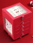 Fashion Red Large Capacity Five-layer Rotating Leather Window Jewelry Box
