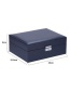 Fashion Navy Blue Large-capacity Double-layer Pu Leather Clamshell Jewelry Box