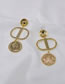 Fashion Golden Embossed Diamond Earrings With Coins And Diamonds