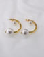 Fashion Golden Pearl Geometry C-shaped Alloy Earrings