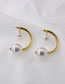 Fashion Golden Pearl Geometry C-shaped Alloy Earrings