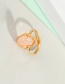 Fashion Pink Bergamot Imitation Natural Stone Palm Alloy Adjustable Ring