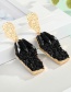 Fashion Black Natural Stone Resin Crystal Column Alloy Earrings