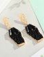 Fashion Black Natural Stone Resin Crystal Column Alloy Earrings