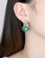 Fashion Platinum Chrysoprase Copper Inlay Zirconium Flower Geometric Round Earrings