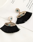 Fashion Black Alloy Diamond Tassel Stud Earrings