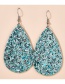 Fashion Football Green Drop-shaped Leaf Leopard Print Sequined Double-sided Leather Earrings