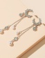Fashion Silver Full Diamond Star Moon Pearl Tassel Earrings