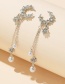Fashion Silver Full Diamond Star Moon Pearl Tassel Earrings