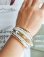 Fashion White Pu Leather Hand-set Diamond Multi-layer Bracelet