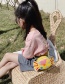 Fashion Yellow Candy Print Woven Rope Childrens Shoulder Messenger Bag