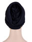 Fashion Black Beaded Flower Sponge Splicing Cross Turban Hat