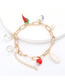 Fashion Golden Alloy Cross Chain Resin Pepper Ceramic Pearl Bracelet