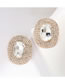 Fashion Silver Oval-shaped Glass Diamond Geometric Alloy Earrings