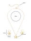Fashion Orange With Diamond Butterfly Ear Ball Alloy Drop Oil Ring Necklace Set