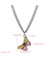 Fashion Lake Blue Alloy Dripping Color Matching Butterfly Necklace