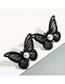 Fashion Black Lace Pearl Geometric Butterfly Earrings
