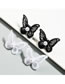 Fashion Black Lace Pearl Geometric Butterfly Earrings