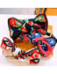 Fashion Navy Blue Green Colorblock Note Letters Contrast Color Stripes Big Ear Hairband