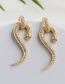 Fashion Golden Copper-inlaid Zircon Serpentine Stud Earrings