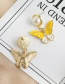 Fashion Golden Copper Inlaid Zircon Pearl Butterfly Stud Earrings