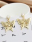 Fashion Golden 3 Copper Pearl Butterfly Stud Earrings