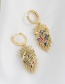 Fashion Golden Copper Inlaid Zircon Lion Stud Earrings