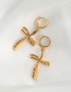 Fashion Golden 3 Copper Studded Zircon Stud Earrings