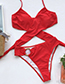 Fashion Red Wrapped Cross-print High-waist Split Swimsuit