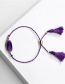 Fashion Purple Geometric Edging Natural Stone Drawstring Tassel Bracelet