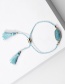 Fashion Blue Geometric Edging Natural Stone Drawstring Tassel Bracelet