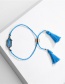 Fashion Blue Transparent Resin Drawstring Adjustable Woven Bracelet