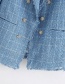 Fashion Blue Tweed Wool-breasted Blazer