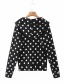 Fashion Black Polka Dot Hooded Sweatshirt With Hood