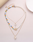 Fashion Golden Shell Asymmetric Handmade Beaded Cross Multilayer Necklace
