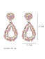 Fashion Pink Geometric Water Drop Diamond Earrings