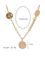 Fashion Golden Round Brand Chain Embossed Alloy Necklace
