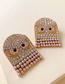 Fashion Color Owl Diamond-set Pearl Resin Alloy Earrings