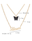 Fashion Black Butterfly Letter Resin Alloy Multilayer Necklace