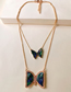 Fashion Big Butterfly Butterfly Acrylic Pearl Alloy Resin Necklace
