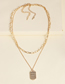 Fashion Golden Square Alphabet Alloy Multi-layer Necklace